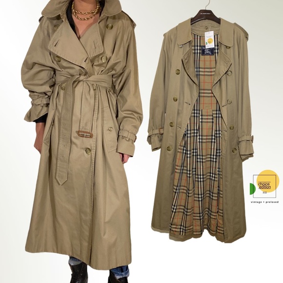 Vtg Burberry Nova Double Breasted Trench Coat Belt